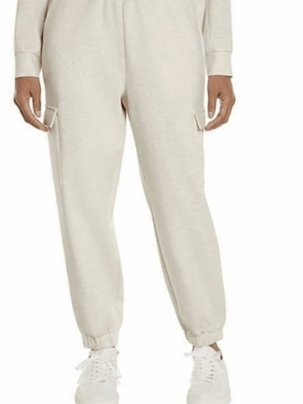 Express Light Heathered Beige Cargo Jogger Pants